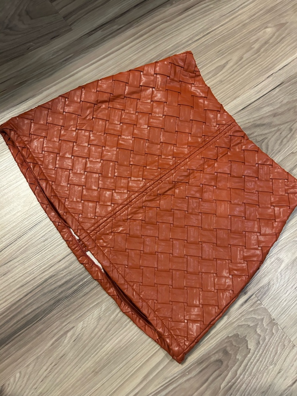 HEYSON Woven Faux Leather Mini Skirt - Rust
